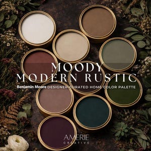 Modern Rustic Home Paint Color Palette Benjamin Moore paint palette | Dark cottagecore moody paint colors modern earthy paint colors 2026