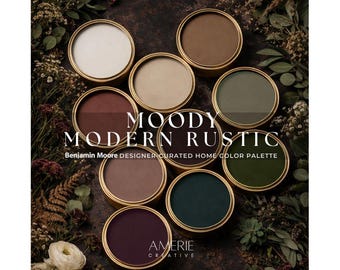 Modern Rustic Home Paint Color Palette Benjamin Moore paint palette | Dark cottagecore moody paint colors modern earthy paint colors 2026