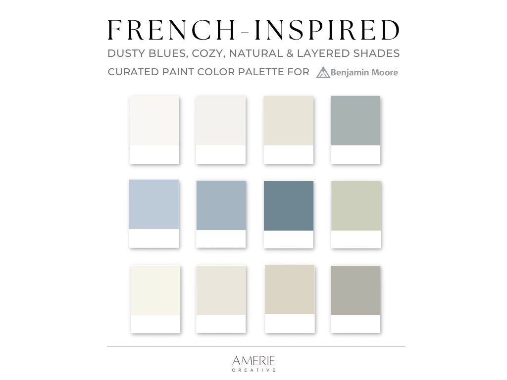 French Paint Color Palette Benjamin Moore Dusty Powder Blue, Sage Green