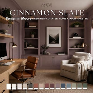 Cinnamon Slate Benjamin Moore paint palette | Whole home paint color scheme, warm neutral paint colors cozy moody earthy colors 2026
