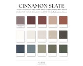 Cinnamon Slate Benjamin Moore paint palette | Whole house paint color scheme warm paint colors moody earthy paint colors cozy paint colors