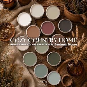 Cozy Country House Color Palette Benjamin Moore paint palette farmhouse earthy neutral paint color scheme cozy warm home paint colors 2026