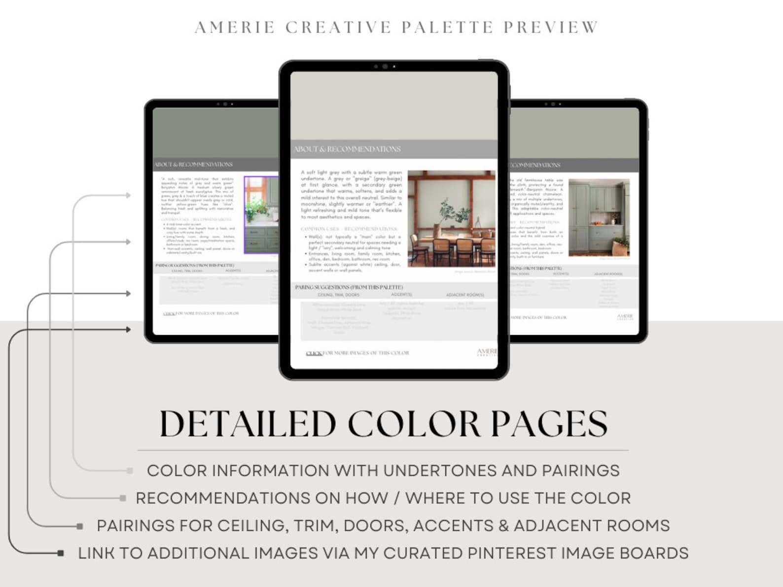 Sage Green & Neutral Paint Color Palette Benjamin Moore Light Dark