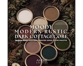Moody Dark Cottagecore Modern Rustic Home Paint Color Palette Benjamin Moore paint palette Country house color scheme earthy paint colors
