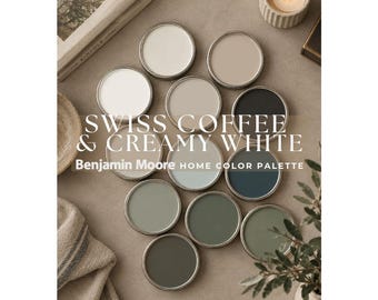 Swiss Coffee Benjamin Moore Creamy White Benjamin Moore Paint Color Palette | Whole house paint color scheme earthy neutral paint colors