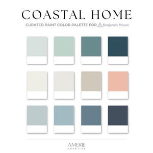 Paleta de cores de tinta para casa costeira Paleta de cores de tinta Benjamin Moore Cabin Beach House Esquema de cores de tinta Cores de tinta neutras e quentes Azul marinho Azul-petróleo