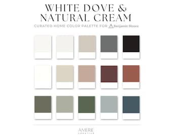 White Dove Natural Cream Benjamin Moore paint color palette whole house paint color scheme green gray blue earthy neutral paint colors 2026
