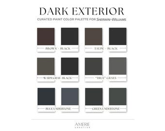 Dark Exterior Sherwin Williams Paint Color Palette Black exterior color scheme black brown blue green off-black exterior paint colors