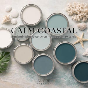 Coastal Home Color Palette Benjamin Moore paint palette | Coastal House paint color scheme cabin lake house paint colors
