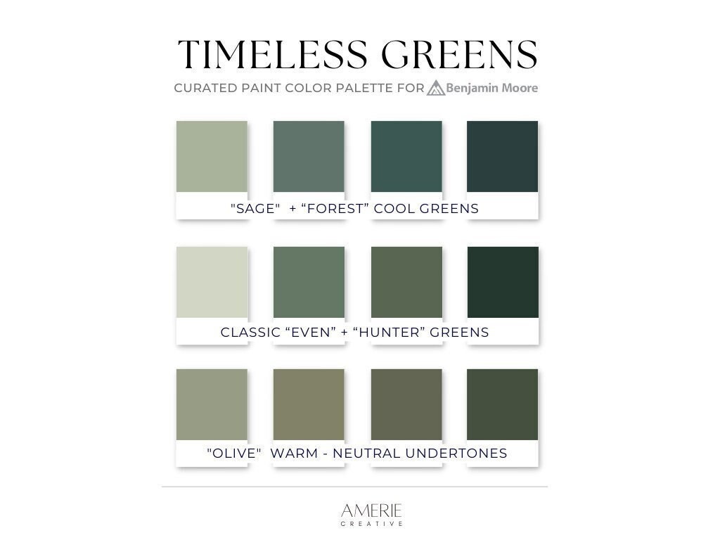 Timeless Green Paint Color Palette Benjamin Moore Classic Modern