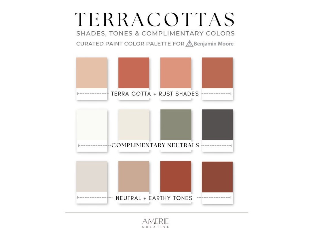 Terracotta Rust Paint Color Palette Benjamin Moore Earthy Orange Red