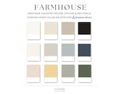Farmhouse Paint Color Palette Benjamin Moore paint palette country house paint color scheme warm neutral home paint colors blue gray green