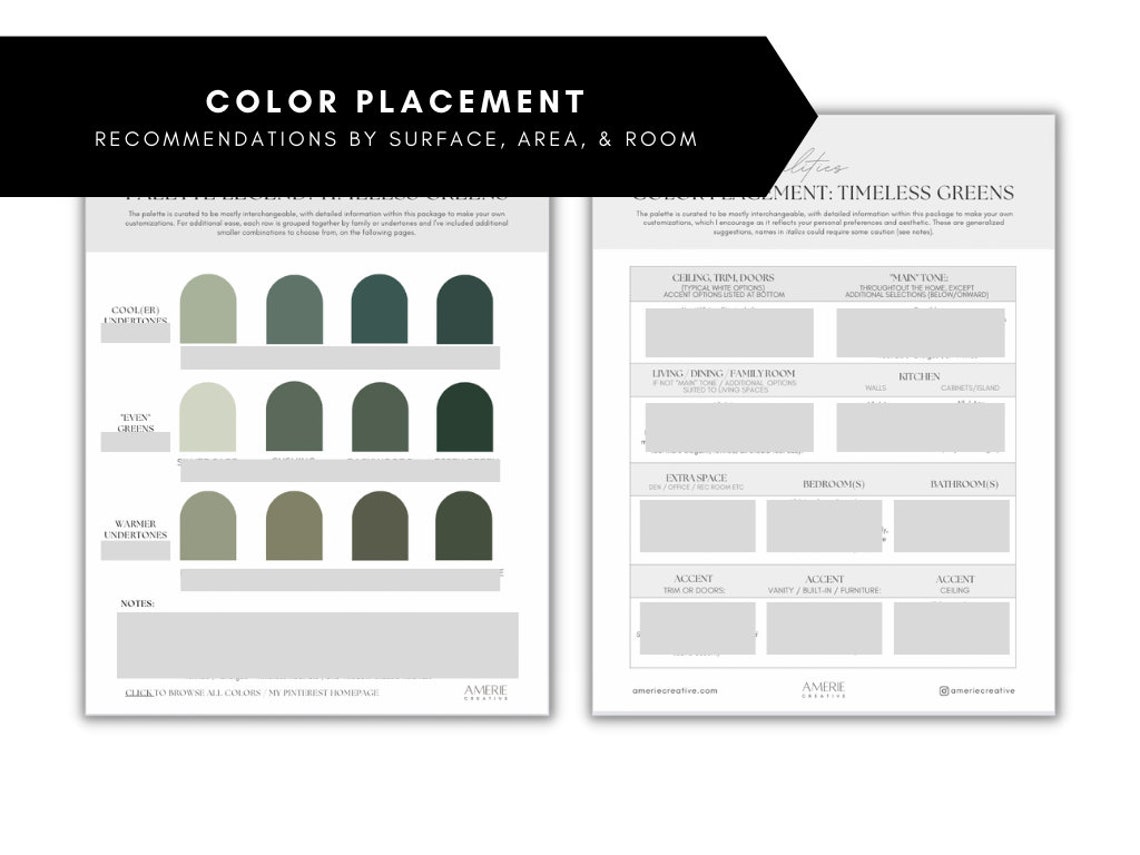 Timeless Green Paint Color Palette Benjamin Moore Light & Dark Classic