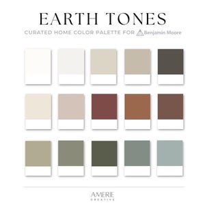 Earth Tones Paint Color Palette Benjamin Moore paint palette | Earthy neutral whole house paint color scheme warm neutral paint colors 2025