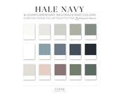 Hale Navy Paint Palette Benjamin Moore Paint Color Palette Lakehouse Coastal home paint color scheme navy blue paint colors neutral paint