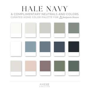 Hale Navy Paint Palette Benjamin Moore Paint Color Palette Lakehouse Coastal home paint color scheme navy blue paint colors neutral paint
