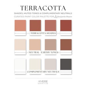 TerraCotta Paint Color Palette Benjamin Moore Terra cotta rust paint palette earthy neutral warm neutral paint color scheme earth tone 2025