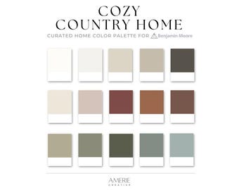 Cozy Country House Color Palette Benjamin Moore paint palette farmhouse earthy neutral paint color scheme cozy warm home paint colors 2026