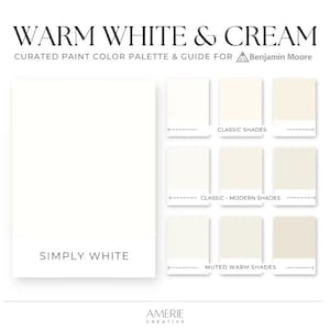 Warm White & Cream Paint Color Palette Benjamin Moore Paint Palette Simply white house paint colors off-white swiss coffee interior paint