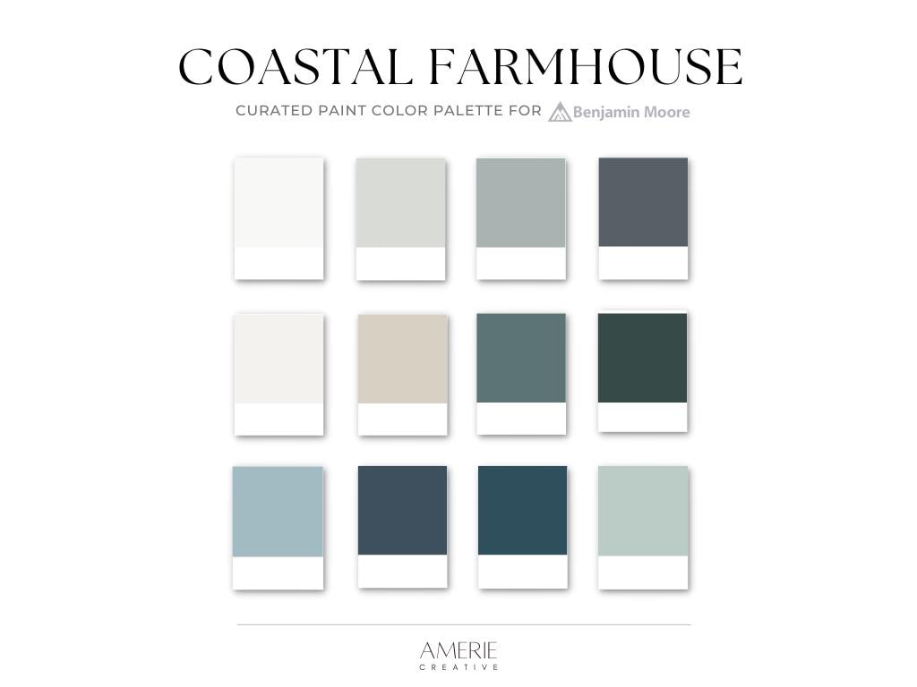 Coastal Farmhouse Paint Color Palette Benjamin Moore Paint Palette ...