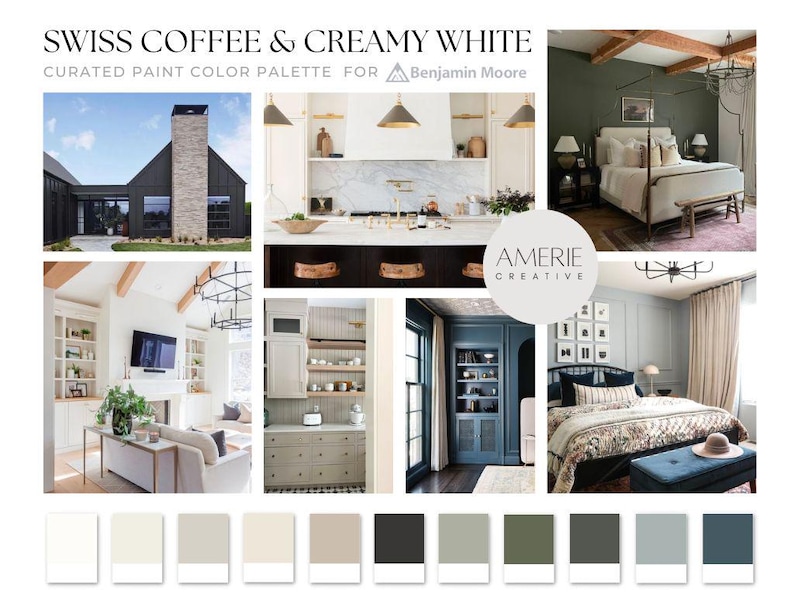 Swiss Coffee Benjamin Moore Creamy White Paint Color Palette | Whole ...