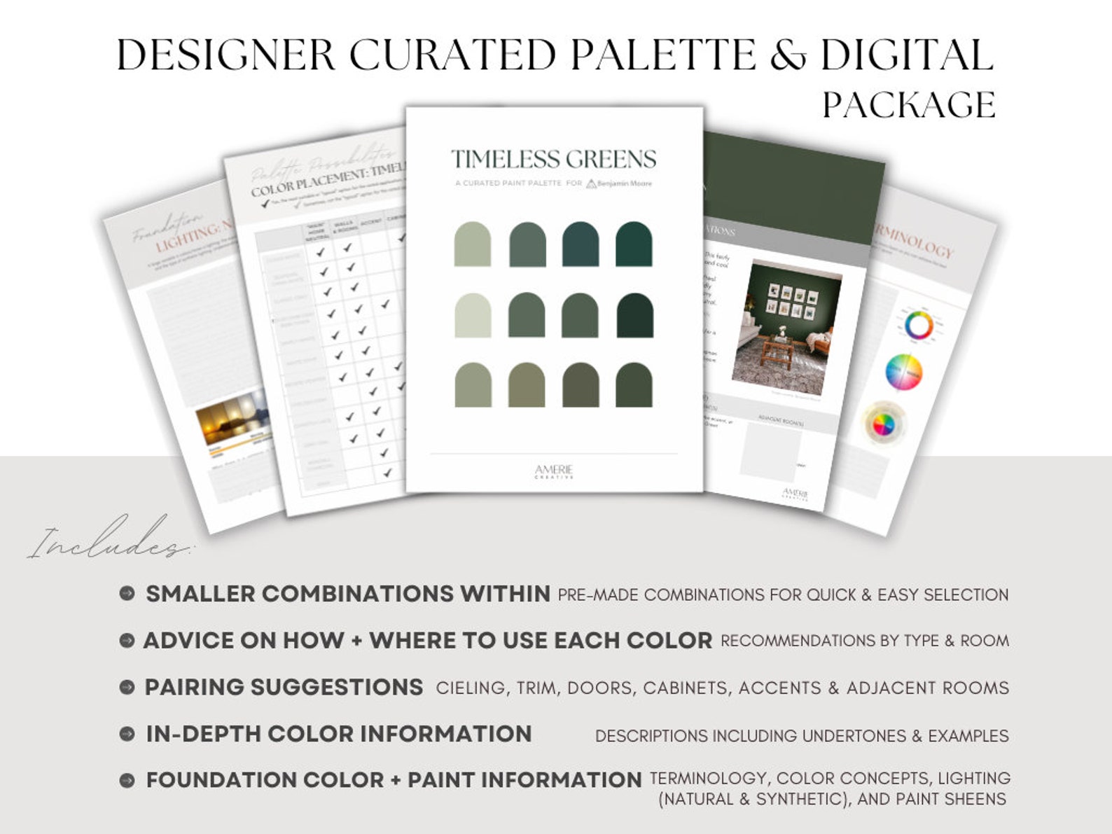 Timeless Green Paint Color Palette Benjamin Moore Classic Etsy