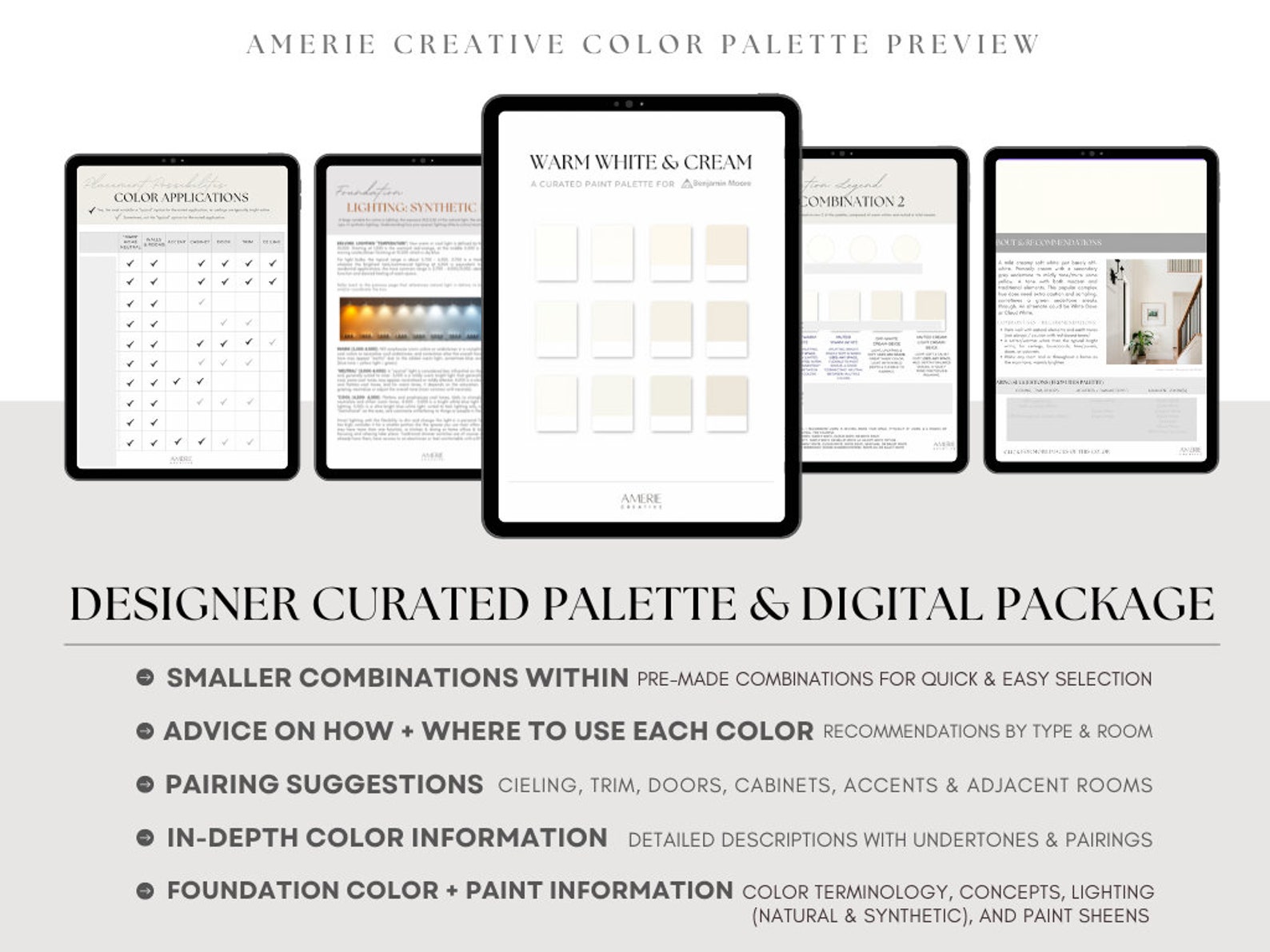 Warm White & Cream Paint Color Palette Benjamin Moore Paint Palette ...