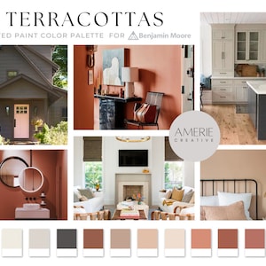 Terracotta Benjamin Moore Paint Color Palette 2024 colour warm neutral house home 
Mexican Tile Audobon Russet, BAKED TERRA COTTA MEXICANA Cloud White dove wing iron mountain edgecomb GEORGETOWN PINK BEIGE Venetian portico BURNT SIENNA DUSTY TRAIL