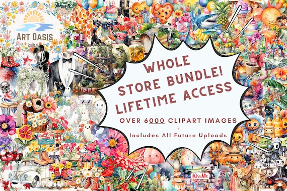 1000 Watercolor Clipart Collection Lifetime Bundle Deal