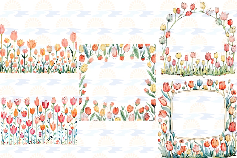 Tulip April Birthmonth Borders PNG Wreaths and Floral Frames Spring ...
