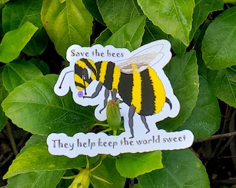 Cute Save the Bees sticker for biology environmental chemistry ecology entomology preservation nature gift honey