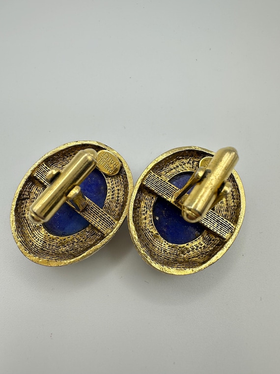 Rare Vntg PAULINE RADER Faux Lapis with Gold Tone… - image 2