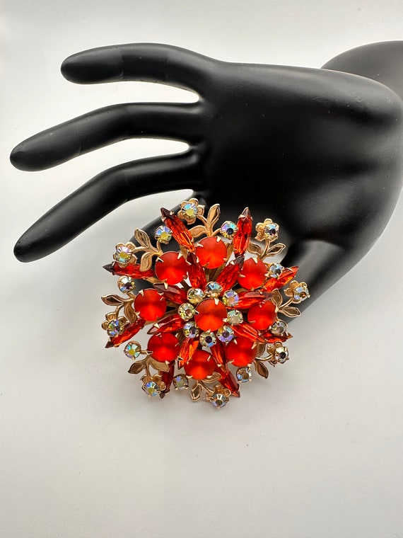 Stunning Beau Jewels Frosted Orange Cabochons And 