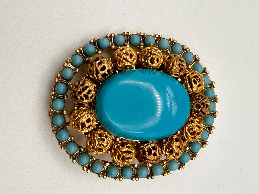 Vntage Dutch Slver Flgree Pn Brooch Porcelan Du… - Gem