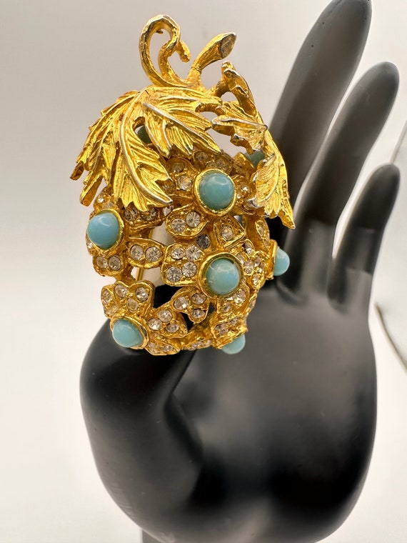 PAULINE RADER Goldtone Grape brooch with Rhinesto… - image 2