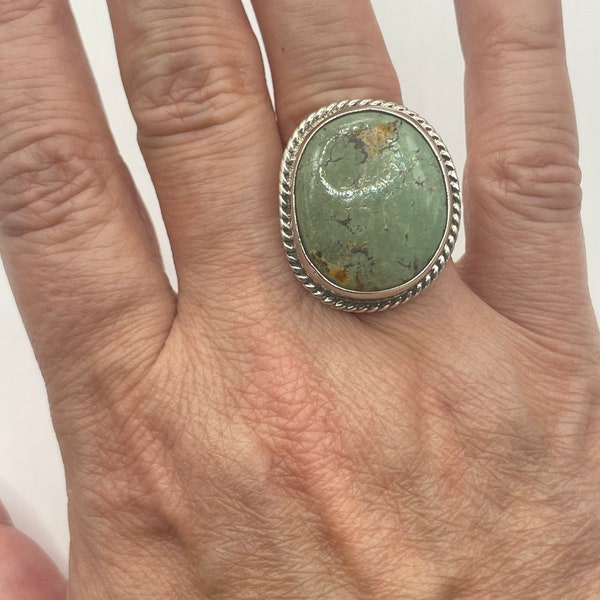 PAIGE WALLACE Sterling Silver & Turquoise Large Cocktail Ring Size 7