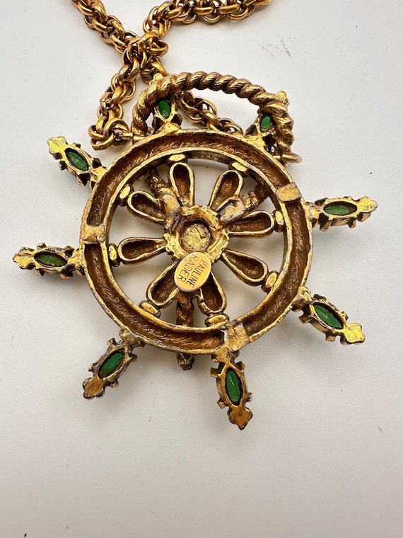 VNTG PAULINE RADER Gold Tone and Emerald Cabochon… - image 3