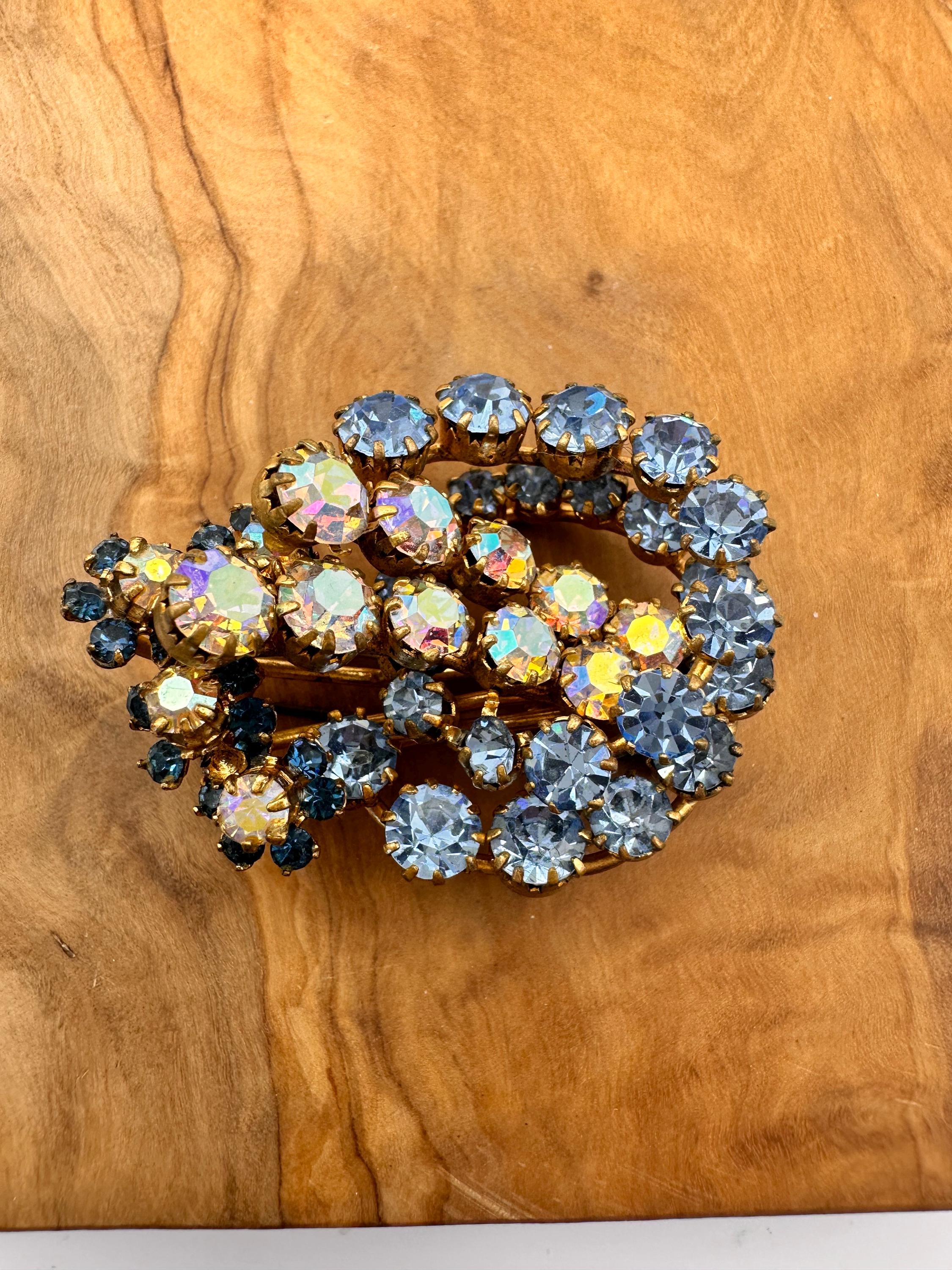 Vintage Karu Arke Style Autumn Rhinestone Wreath Brooch Topaz AB 1.75\