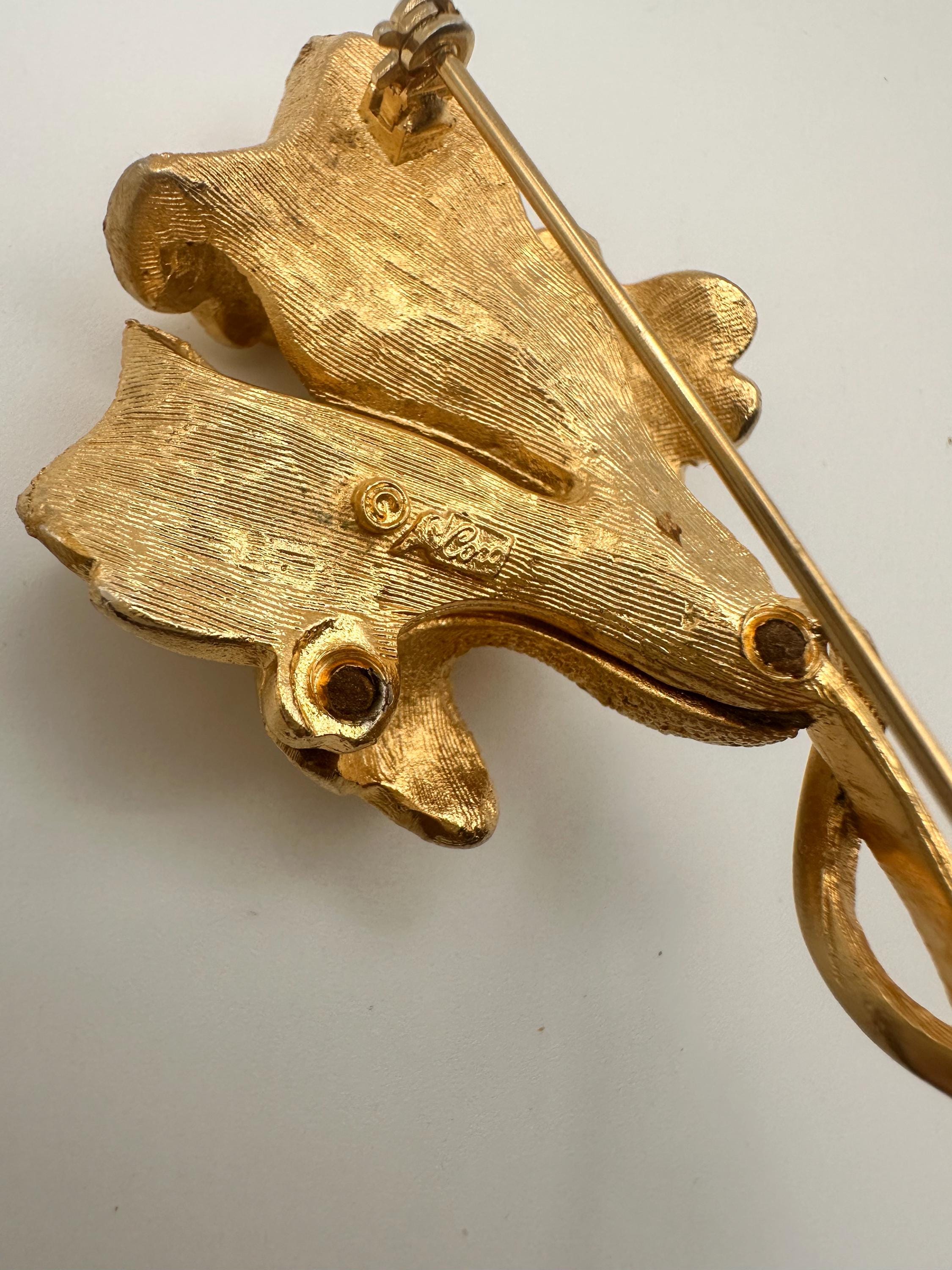 50's Coro 大きな黄色の花 植物 立体アート ヴィンテージ ブローチ 花 Vintage Coro Gold Tone Flower Brooch – Large Sculptural
