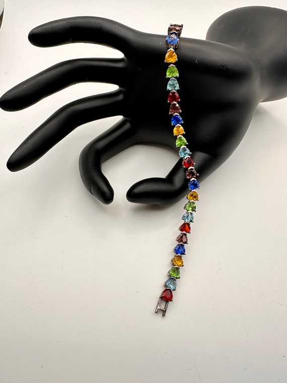 Lenox Heart Multi Color Rhinestones Bracelet 925 S