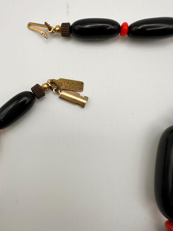 Vintage Pauline Rader Black & Red Chunky Bead Nec… - image 3