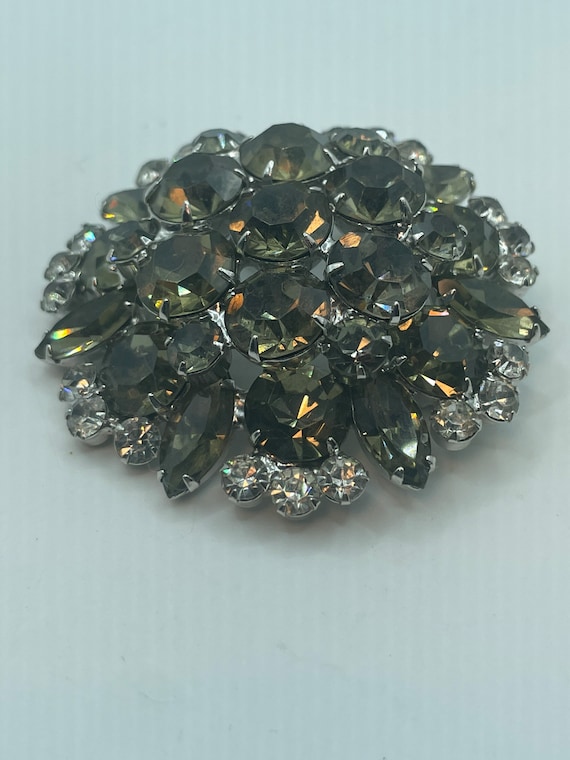 JULIANA DOME BROOCH Smokey & Clear Rhinestones