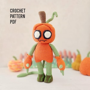 Calabaza Gourmet, Patrón de Amigurumi a Ganchillo en PDF, Patrón de Muñeca de Halloween, Lindo Juguete Espeluznante, Decoración de Otoño, ENG/RUS