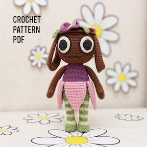 Bassie, brauner Korb, Häkelpuppe, Anleitung (PDF), niedliches Amigurumi-Spielzeug, handgefertigte Figur, ohne Draht, sofortiger Download, Englisch