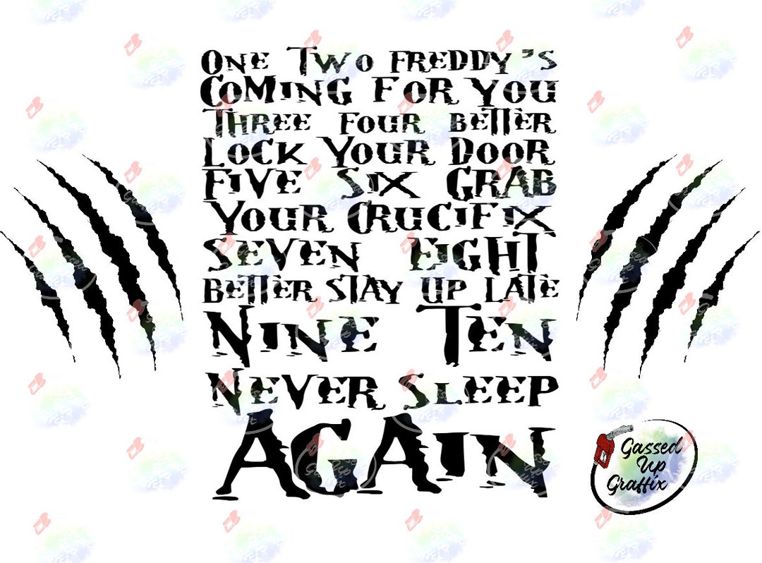 One Two Freddy's Coming For You Lyrics One Two Freddys Coming for You PNG & SVG - Etsy
