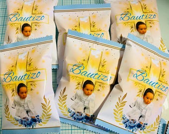 Personalized Bautizo Chip Bags: Christening Party Favors