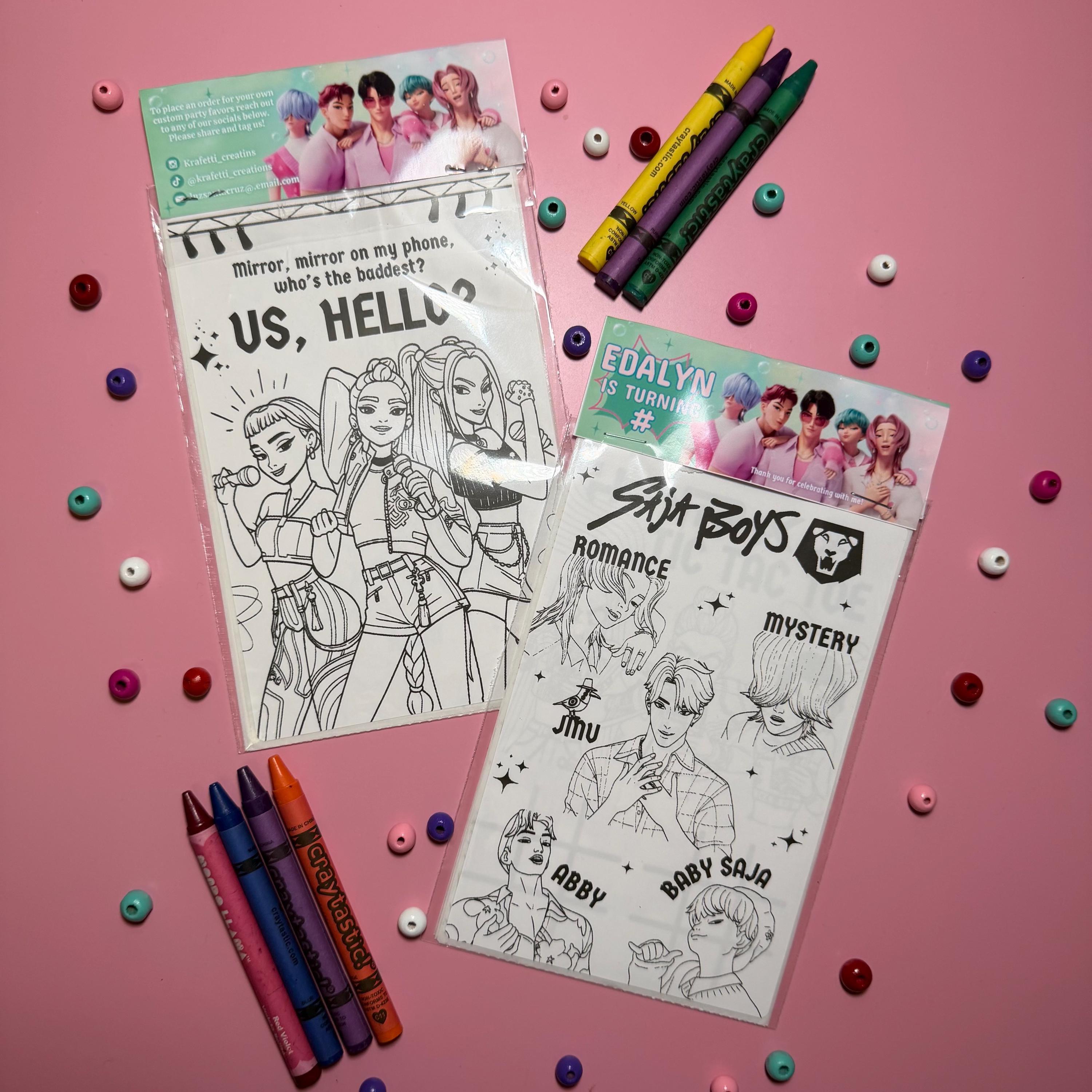 Huntrix K-pop Demon Hunters Coloring Kit : Party Favor Kit, Birthday ...
