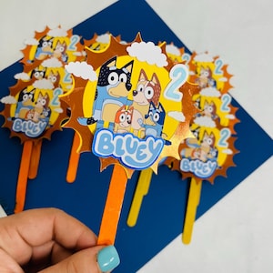 Cupcake Topper ,Bluey Theme, Set of 12,Cupcake Topper , Birthday Party Theme , Party favor, Decorations