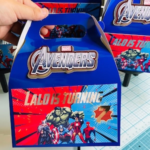 Avengers Marble  Gable Boxes With Foil  Affect, Treats Box, Party Favors, Avengers Marble Party Theme, Snack Box,Party,
