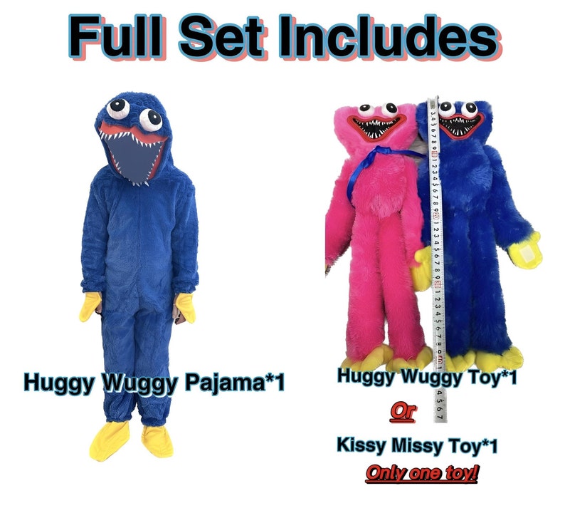 Poppy Playtime Huggy Wuggy Kissy Missy Costume Pajama Toy Plush Full Set Halloween Uniform